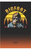 Jay: Bigfoot Journal - Custom First Name Personal Writing Logbook - Letter J Classic Old-Fashioned Nostalgic Sunset Cover - Daily Journaling for Journali