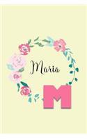 Maria: Personalized Monogram Initial Journal - Pink Marble and Gold Cover with Feminine Pages for Women and Girls