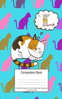 Composition Book 200 Sheets/400 Pages/7.44 X 9.69 In. College Ruled/ Sleeping Cat Dreaming of a Mouse