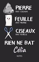 Rien ne bat Célia - Notes: Noms Personnalisé Carnet de notes / Journal pour les filles et les femmes. Kawaii Pierre Feuille Ciseaux jeu de mots. Fournitures scolaires, premier