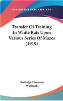Transfer of Training in White Rats Upon Various Series of Mazes (1919)