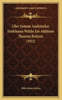 Uber Systeme Analytischer Funktionen Welche Ein Additions Theorem Besitzen (1922)