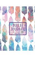 Bullet Journal Dot Grid for 90 Days, Numbered Pages Quarterly Journal Diary, Bohemian Feather African Colorful Tribal
