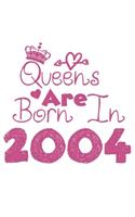 Queens Are Born In 2004 Notebook: Lined Notebook/Journal Gift 120 Pages, 6x9 Soft Cover, Matte Finish, White Cover