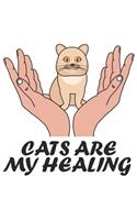 Cats Are My Healing: Katze Katzenmama Katzenliebhaber Dina5 Gepunktet Notizbuch Punkteraster Malheft Tagebuch Planer Notizblock Kladde Journal Strazze