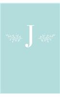 J: 110 Sketch Pages (6 x 9) - Light Blue Monogram Sketchbook Notebook with a Simple Floral Emblem - Personalized Initial Letter - Monogramed Sketchbook