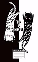Yin & Meow, Composition Notebook Wide Ruled, 120 Pages: Black and White Cat Themed Primary Lined Journal Diary