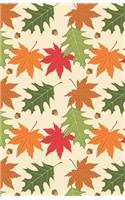 Lined Notebook A5 Size 110 Pages: Funny Ruled Journal. Cute Autumn Fall Green Orange Leaves 075 Unique Student Teacher Blank Scrapbook/ Composition/ Planner Great For Home School Off