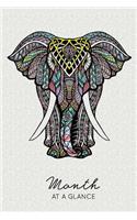 Month At A Glance: Indian Elephant Monthly Undated Journal Notebook Notepad, Tracker Scheduler, Personal Goals Appointments Logbook Organizer, For Writing Logging Plan
