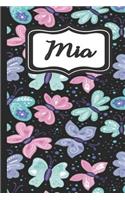 MIA: Personalized Named Journal Notebook Pretty Butterfly Cover for Women and Girls Lined Pages