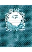 English Notebook: A 8.5x11 Inch Matte Softcover Paperback Notebook Journal With 120 Blank Lined Pages - College Ruled -Aqua Mermaids Tails