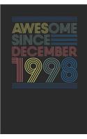 Awesome Since December 1998: Graph Paper Notebook - Happy Birthday Gift or Happy Anniversary Gift Idea
