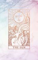 The Sun: Tarot Card Bullet Journal - 6 x 9 - Pastel Hue Marble and Rose Gold - Dot Grid Tarot Card Notebook