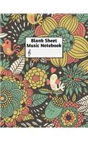 Blank Sheet Music Notebook: Easy Blank Staff Manuscript Book Large 8.5 X 11 Inches Musician Paper Wide 12 Staves Per Page for Piano, Flute, Violin, Guitar, Trumpet, Drums, Cell