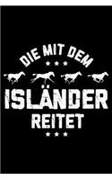 DIE MIT DEM ISLÄNDER REITET Notizbuch: Notizbuch A5 kariert 120 Seiten, Notizheft / Tagebuch / Reise Journal, perfektes Geschenk für E-Bike fahrer