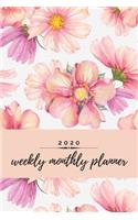 2020 Weekly Monthly Planner: Floral Weekly & Monthly Calendar for 2020 With Extra Space For Notes Watercolor Notebook for Women 136 pages 6x9(1 Romantic Line)