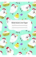 Baby Chicken Theme Wide Ruled Line Paper