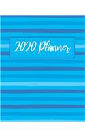 2020 Planner: Weekly and Monthly Calendar with Habit Tracker, blue stripes