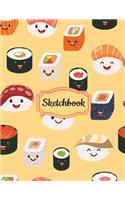 Sketchbook: Kawaii Cute Sushi Japanese Pattern Sketch Book for Artists, Students and Personal Use; 8.5''x11'' Softcover