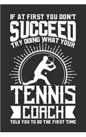 If At First You Don't Succeed Try Doing What Your Tennis Coach Told You To Do The First Time: Personal Planner 24 month 100 page 6 x 9 Dated Calendar Notebook For 2020-2021 Academic Year. Great gift for any coach who lvoes to give instruction