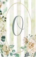 Notebook 6"x9", Letter O, Green Stripe Floral Design: (15 Letter/Initial O - Green Stripe Floral Design Notebook 6"x9" Alphabet)