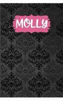 Molly: Black Gothic Personalized Lined Notebook and Journal for Women and Girls to Write in