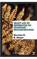 Select list of references on economic reconstruction