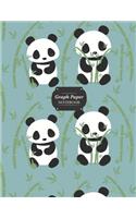 Graph Paper Notebook: Panda Bear Grid Paper Quad Ruled 5 Squares Per Inch Large Graphing Paper For Math Science 8.5 By 11