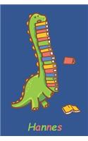 Hannes: Personalisiertes Dinosaurier Tage-/Notizbuch Mit Dem Namen Hannes Und Ganzen 120 Seiten Im 6x9 Zoll Format (Ca.Din A5) Mit Punkteraster. Optimal ALS