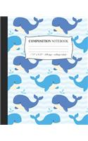 Composition Notebook College Ruled: Lined Journal Notepad Diary Cute Whales Girls Kids Back to School Gift(1 Cute Whale Lovers)