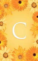 C: Modern, stylish and simple floral capital letter monogram ruled notebook, decorative border, pretty, cute and suitable for all: men, women, girls & 