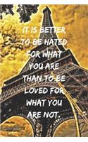 It is better to be hated for what you are than to be loved for what you are not.