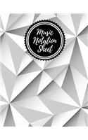 Music Notation Sheet: Blank Music Sheet Notebook for Composing and Theory (Silver/Gray Geometric Design)