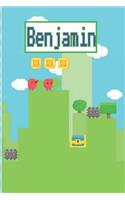 Benjamin: Personalized Named Gamer Journal Notebook Cool 8 Bit Platform Game Cover for Boy's and Men Lined Pages