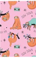 Journal Notebook For Animal Lovers Sloth Pattern On Pink: 162 Lined and Numbered Pages With Index Blank Journal For Journaling, Writing, Planning and Doodling.(16 Journal Notebook Lined 2)