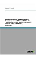 Ausgangstextanalyse und kommentierte Übersetzung des am 8. Februar 2003 in der 