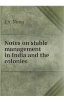 Notes on Stable Management in India and the Colonies