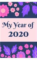 My Year of 2020 . Decorative green and red flowers, Journal Gift