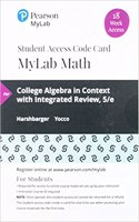 Mylab Math with Pearson Etext -- 18 Week Standalone Access Card -- For College Algebra in Context with Integrated Review