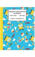 Primary Composition Notebook For Kids: Cute Notebook/Journal for Children Learning Writing (Large 8x10 Inch 20.32x25.4 cm) Story Paper 120 Blank Pages (YELLOW&BLUE&WHITE Pattern)