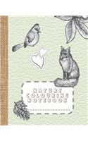 Nature colouring notebook: A large colouring book and composition notebook with colouring pages for the nature lover who likes to doodle and colour whilst studying - Green lea