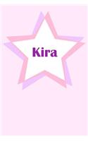 Kira: First Name Personalized Notebook. College Ruled Journal. Pastel Pink Writing Diary with Stars Pattern for Girls and Women