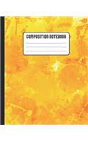 Composition Notebook: College Ruled Lined Notebook For Students 7.5 x 9.25" 110 pages: Gold Paint Splatter
