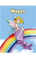 Magen: Personalized Composition Notebook - Wide Ruled (Lined) Journal. Rainbow Fairy Cartoon Cover. For Grade Students, Elementary, Primary, Middle School,