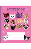 Composition Notebook for Cat lovers: 100 Wide Ruled Blank Lined Pages / 50 Leaves / Size: 7.5" X 9.25" Cute Cats & Kittens Cover perfect for Girls Teens Women to Write Notes Journal Dia