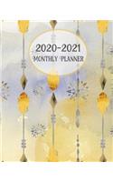 2020-2021 Monthly Planner: Yellow Tribal - LARGE 24 Months Calendar - 2 Year Diary Journal - Multi Year Schedule Organizer - January 2020 to December 2021 Agenda Notebook with