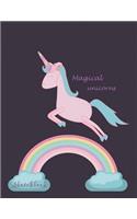 Magical unicokorn sketchbook: Cute unicorn on dark purple cover (8.5 x 11) inches 110 pages, Blank Unlined Paper for Sketching, Drawing, Whiting, Journaling & Doodling(3 Cute Unicorn on Dark Purple Sketchbook)