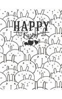 Happy Easter To You: Set of cute animals whit vintage frames notebook cover and Blank pages, Extra large (8.5 x 11) inches, 110 pages, White paper, Sketch, Draw and Pain