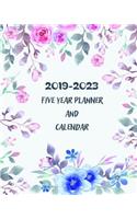 2019-2023 Five Year Planner and Calendar: 60 Months Planner and Calendar Agenda and Organizer 8" X 10" with Colorful Floral