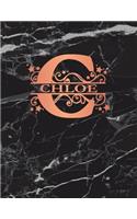 Chloe: Personalized Journal Notebook for Women or Girls. Monogram Initial C with Name. Black Marble & Rose Gold Cover. 8.5 X 11 110 Pages Lined Journal Pap